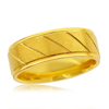 BLACKJACK STAINLESS STEEL BRUSHED AND POLISHED GOLD DIAGNAL STRIPE RING