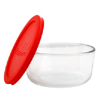 PYREX 1075428 4 CUP ROUND DISH WITH RED COVER
