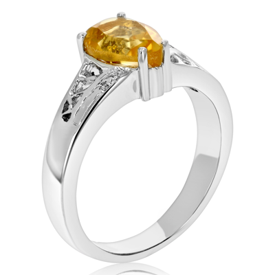 Vir Jewels 1.70 Cttw Citrine And Diamond Ring .925 Sterling Silver With Rhodium Pear Shape In White