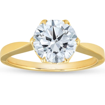 Pompeii3 1 1/2 Ct Solitaire Diamond Micro Prong Engagement Ring 14k Yellow Gold In White