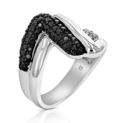 Vir Jewels 1.05 Cttw Black And White Diamond Ring In .925 Sterling Silver With Rhodium In Beige