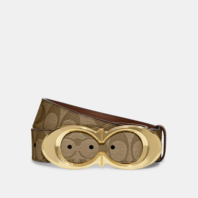 Coach Outlet Signature Buckle Belt, 25 Mm In Gold