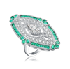 GENEVIVE GENEVIVE Sterling Silver Emerald Cubic Zirconia Coctail Ring