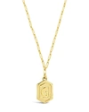 Sterling Forever Hexagon Tag Initial Necklace In Gold