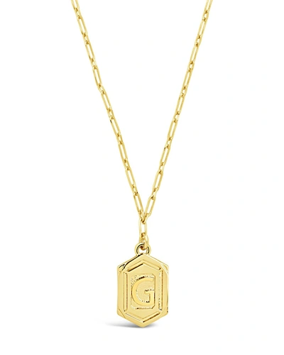 Sterling Forever Hexagon Tag Initial Necklace In Gold