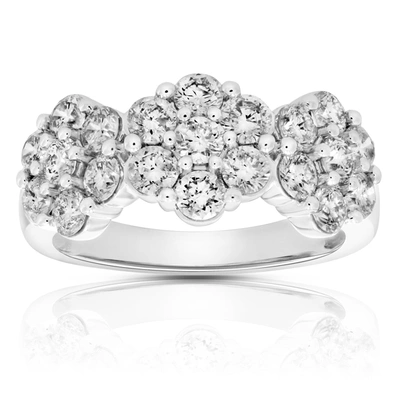 Vir Jewels 2 Cttw Diamond Engagement Ring Three Stone Cluster 14k White Gold Bridal Wedding