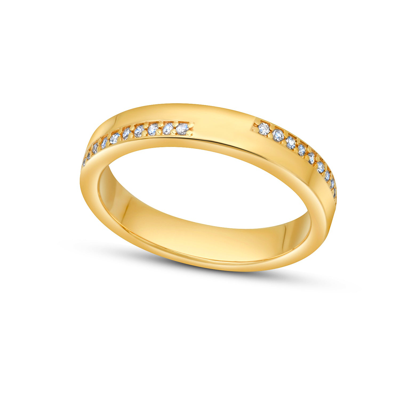 Paige Novick 18k Yellow Gold Plated 6mm Wide Band With Top And Bottom Row Pave Diamond Stones Ring Size 7