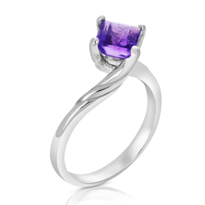 Vir Jewels 1 Cttw Purple Amethyst Ring .925 Sterling Silver With Rhodium Princess 6 Mm