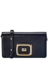 Roger Vivier Viv' Choc Mini Leather Clutch In Blue
