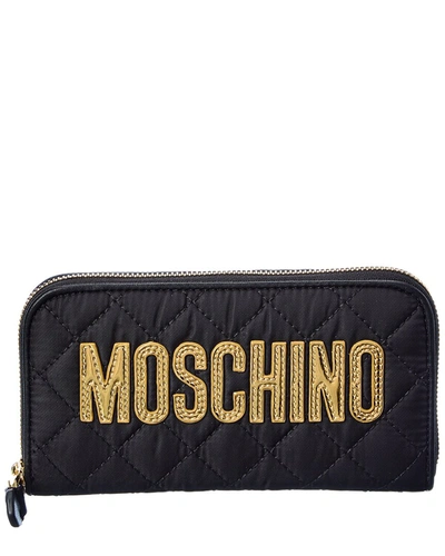 Moschino Logo Zip Around Wallet In Black