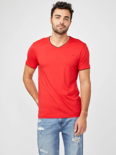 Guess Factory Armin V-neck Tee In Red