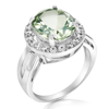 VIR JEWELS 4 CTTW GREEN AMETHYST RING .925 STERLING SILVER WITH RHODIUM OVAL SHAPE 12X10 MM