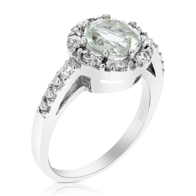 Vir Jewels 0.80 Cttw Green Amethyst Ring .925 Sterling Silver With Rhodium Round Shape 7 Mm In White