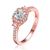 GENEVIVE GENEVIVE Sterling Silver Rose Gold Plated Cubic Zirconia Engagement Ring