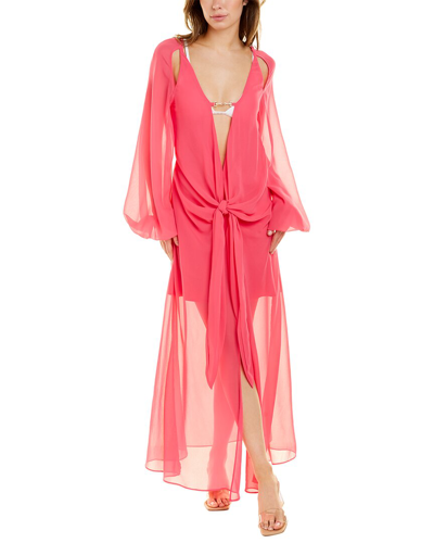 Sonya Fuchsia Plunging Maxi Dress In Pink