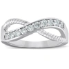 Pompeii3 1/2 Ct Diamond Infinity Braided Anniversary Right Hand Ring 10k Whie Gold In Silver