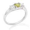 Vir Jewels 1 Cttw 3 Stone Yellow And White Diamond Engagement Ring 14k White Gold Bridal In Silver