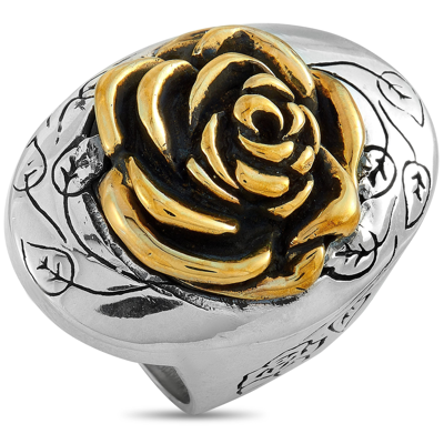 King Baby Sterling Silver And Alloy Rose Ring In Gold