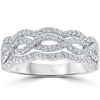 Pompeii3 .67ct Diamond Multi Row Infinity Cross Over Ring 14k White Gold Size 7 In Silver