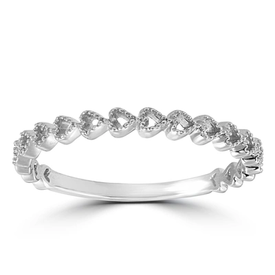 Pompeii3 14k White Gold Heart Shape Stackable Womens Ring Wedding Band In Silver