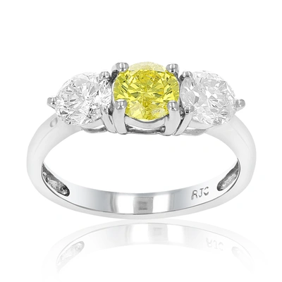 Vir Jewels 2 Cttw 3 Stone Yellow And White Diamond Engagement Ring 14k White Gold In Silver
