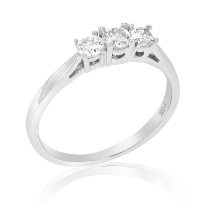 Vir Jewels 1/2 Cttw 3 Stone Diamond Engagement Ring 14k White Gold Round Bridal Wedding In Grey