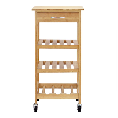 Oceanstar Bamboo Kitchen Trolley In Pink