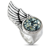 KING BABY SILVER AND TURQUOISE WING RING