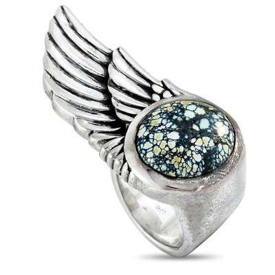 King Baby Silver And Turquoise Wing Ring In Multi-color