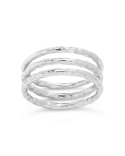 Sterling Forever Textured Triple Band Ring Set In Silver