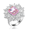 GENEVIVE GENEVIVE Sterling Silver Rose Gold Plated Morganite Cubic Zirconia Coctail Ring
