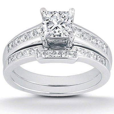 Pompeii3 1ct Princess Cut Channel Set Diamond Wedding Engagement Ring 14k White Gold In Multi