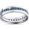 Pompeii3 1 1/5ct Blue Diamond Channel Set Eternity Ring 14k White Gold In White