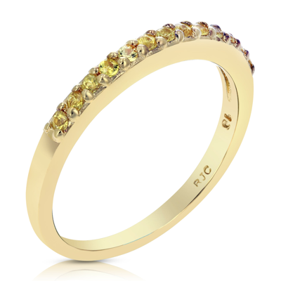 Vir Jewels 1/5 Cttw Yellow Sapphire Wedding Band Yellow Gold Plated Over Silver Milgrain