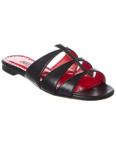 Manolo Blahnik Nooramu Leather Sandal In Red