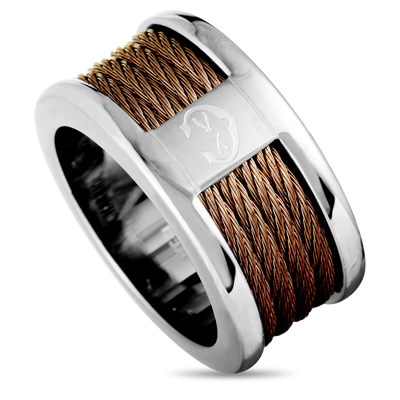 Charriol Forever Stainless Steel And Bronze Pvd Cable Band Ring In White