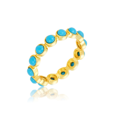 Adornia 4mm Bezeled Turquoisette Eternity Band Ring In Blue