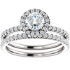 Pompeii3 1 1/10ct Diamond Halo Engagement Wedding Ring Set 14k White Gold In Silver