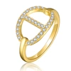 Rachel Glauber 14k Gold Plated Cubic Zirconia Modernring In Yellow