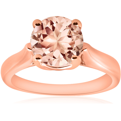 Pompeii3 8mm Round 1 3/4ct Genuine Morgranite 14k Rose Gold Solitaire Engagement Ring In Pink