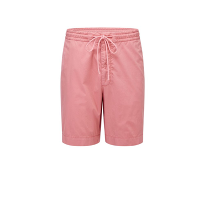Hugo Boss Slim-fit Shorts In Paper-touch Stretch Cotton In Light Pink