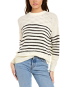 Alex Mill Stripe Button Back Cotton Crewneck Sweater In Purple