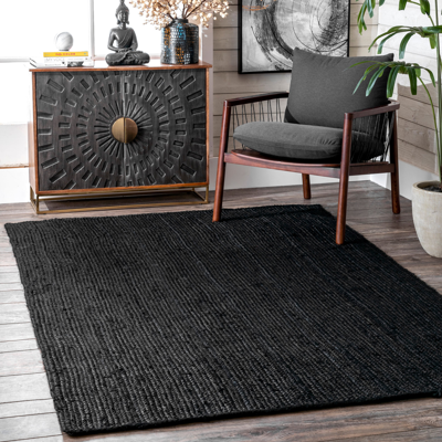 Nuloom Hand Woven Rigo Jute Rug In Black