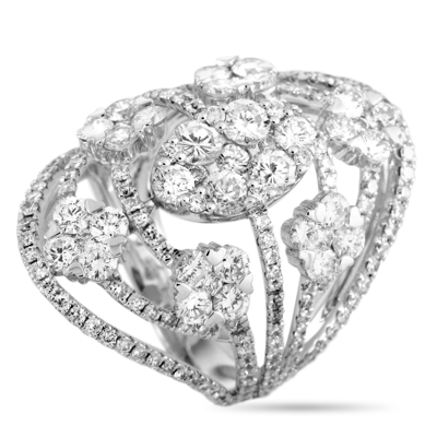 Non Branded Lb Exclusive 18k White Gold 3.85 Ct Diamond Ring In Silver