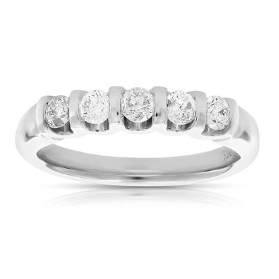 Vir Jewels 2/5 Cttw Diamond 5 Stone Ring 14k White Gold Engagement Wedding Bridal In Silver