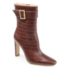 Journee Collection Elaine Croc Embossed Comfort Foam Bootie In Brown