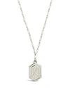 Sterling Forever Hexagon Tag Initial Necklace In Silver