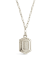 Sterling Forever Hexagon Tag Initial Necklace In White