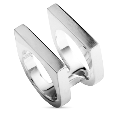 Georg Jensen Aria Silver Flat Two Band Ring In Silver Tone