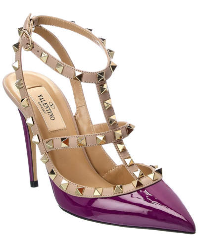 Valentino Garavani Valentino Rockstud Caged 100 Patent Pump In Purple